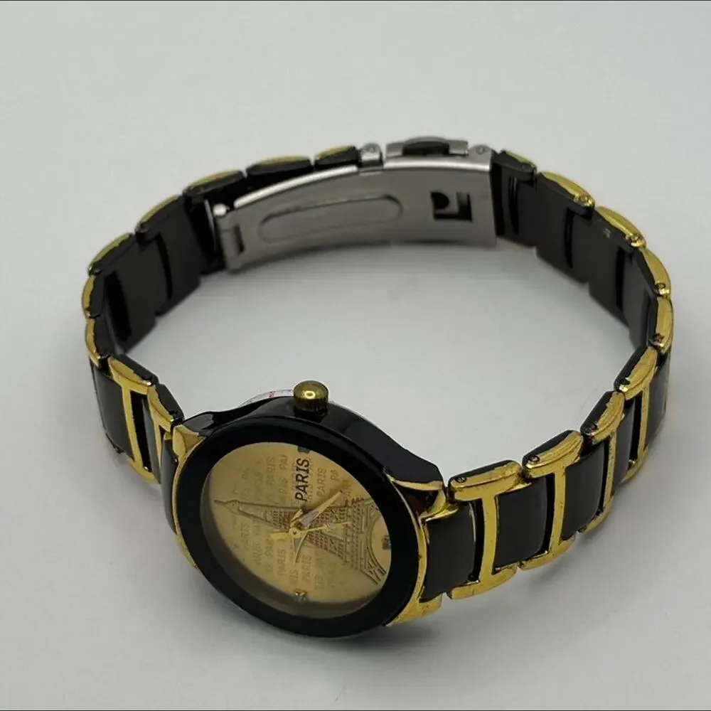 Gold black paris watch